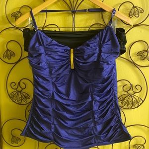 Badgley Mischka Women’s 2 piece swimsuit size 14 top purple bottom black